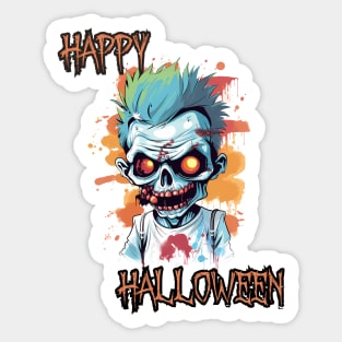 Spooky Zombie Boy Happy Halloween Sticker